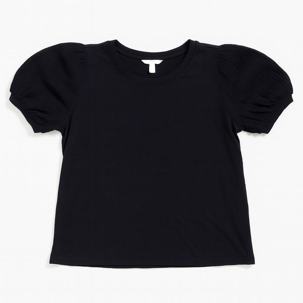 Time And Tru Women's Short Puff Sleeve Blouse Shirt Top Size XXL (20) Crew Neck